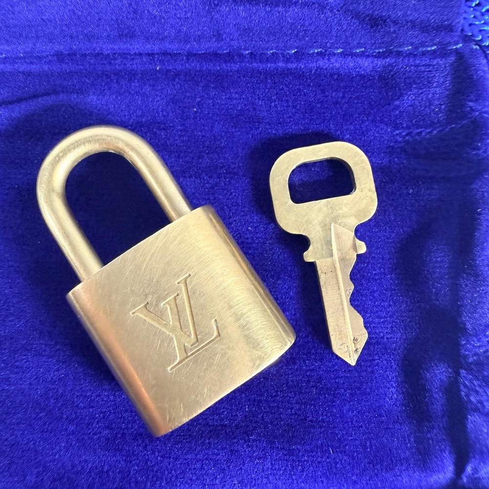 Louis Vuitton Gold Brass Padlock Lock and Key Set #316 - Picture 5 of 5